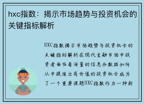 hxc指数：揭示市场趋势与投资机会的关键指标解析